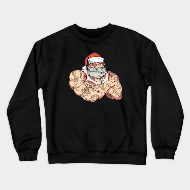 Bad Santa with Tattoos Crewneck Sweatshirt by SLAG_Creative